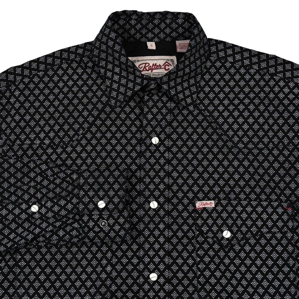 Rafter C Cowboy ProFlex45 Pearl Snap‎ Western Shirt Men's Small Geometric Rodeo